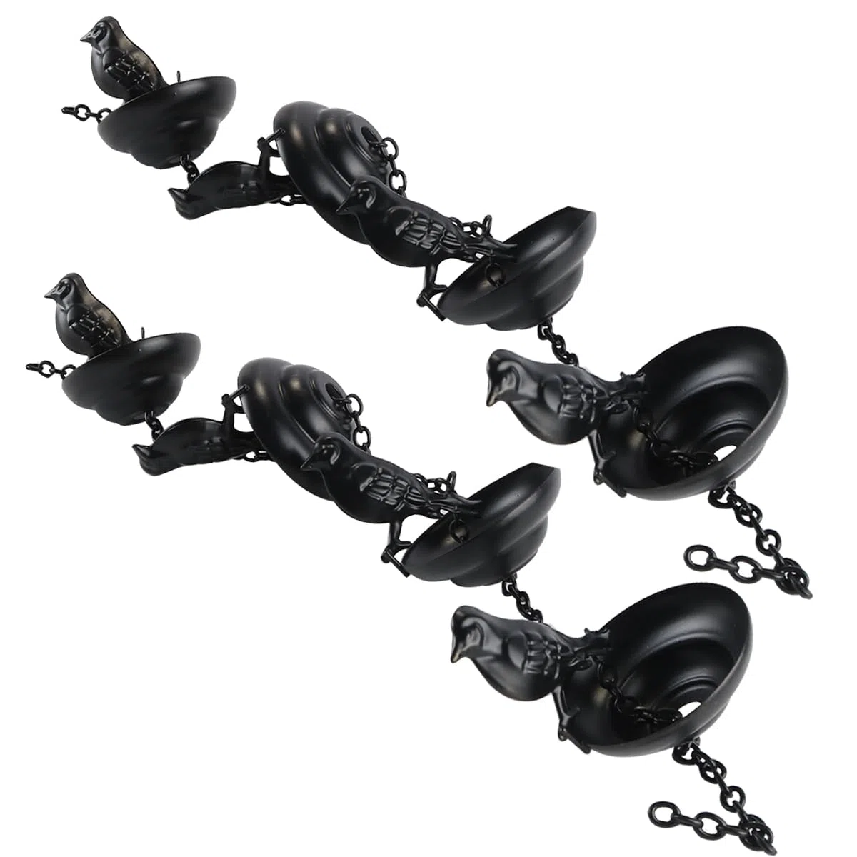 Namvo Cadena De Lluvia con Forma De Pájaro para Exteriores, Decorativa, Colgante, para Inauguración De La Casa, Canaletas Decorativas, Móvil, Pájaros En Tazas, Campanillas De Lluvia Negras
