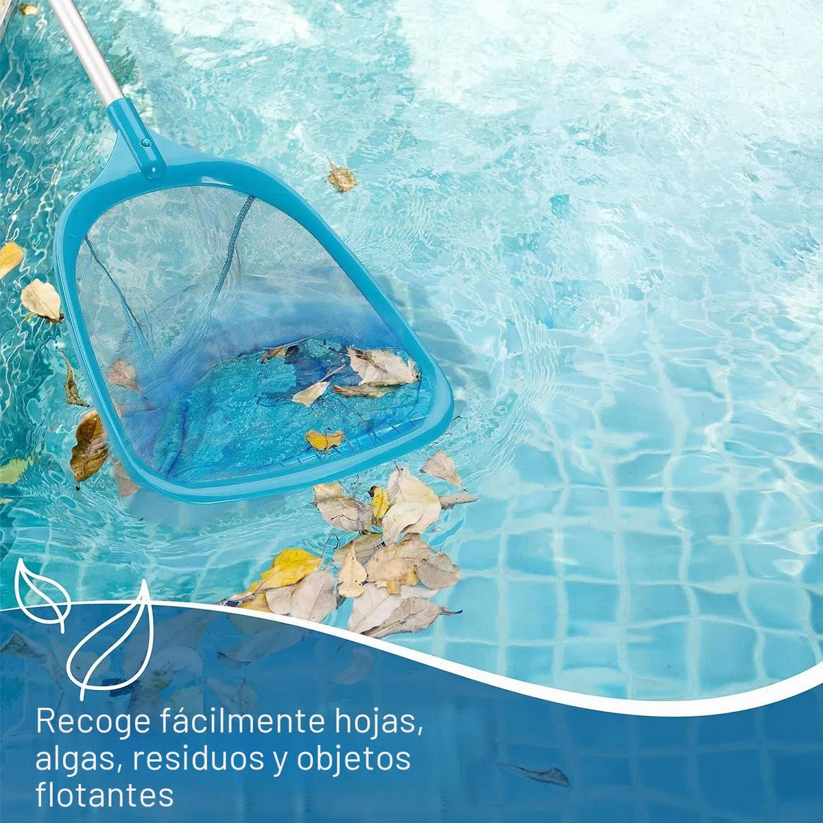 KAHEIGN 150CM Red de Espumadera para Piscina con Polo, Red de Limpieza de Hojas para Piscinas Skimmer de Malla Fina con 4 Aluminio Postes para Limpiar Jardín Estanque Fuente Tinas SPA Pecera (Verde)