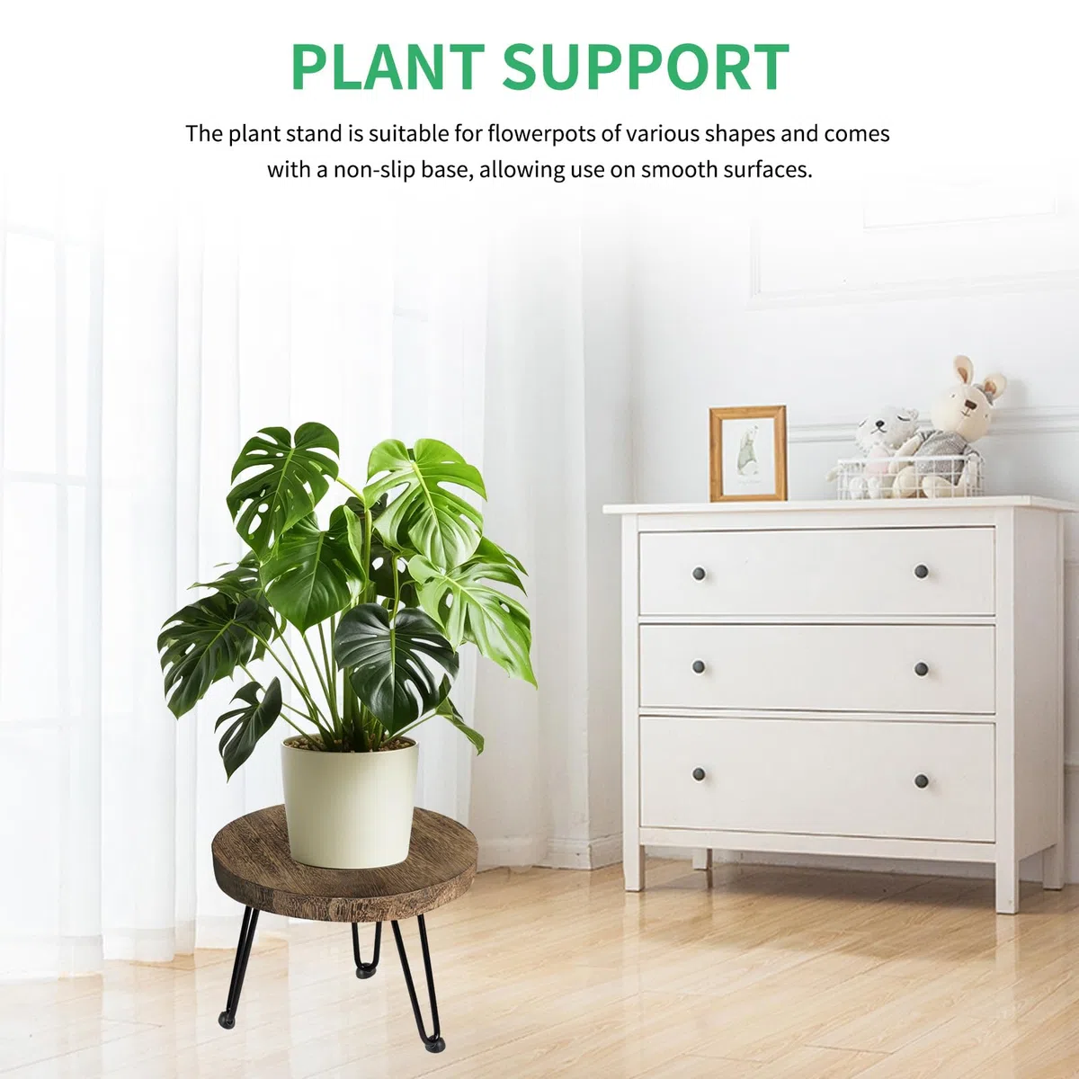 Soporte para Plantas de Madera,Carga Pesada Soporte para Macetas Redonda,Soporte de Madera para Plantas en Maceta,Taburete para plantas de madera,para Hogar Jardín Patio Interior Exterior