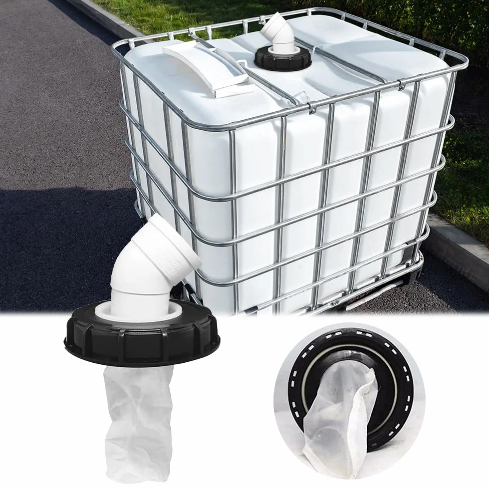 mizikuu Filtro de Tapa IBC, 45°Cubierta de Tanque IBC con Filtro Filtro de Agua de Lluvia IBC Tapa de Nylon Lavable Accesorios de Tanque IBC Codo DN 75 para depósito de Agua de Lluvia IBC 163 mm