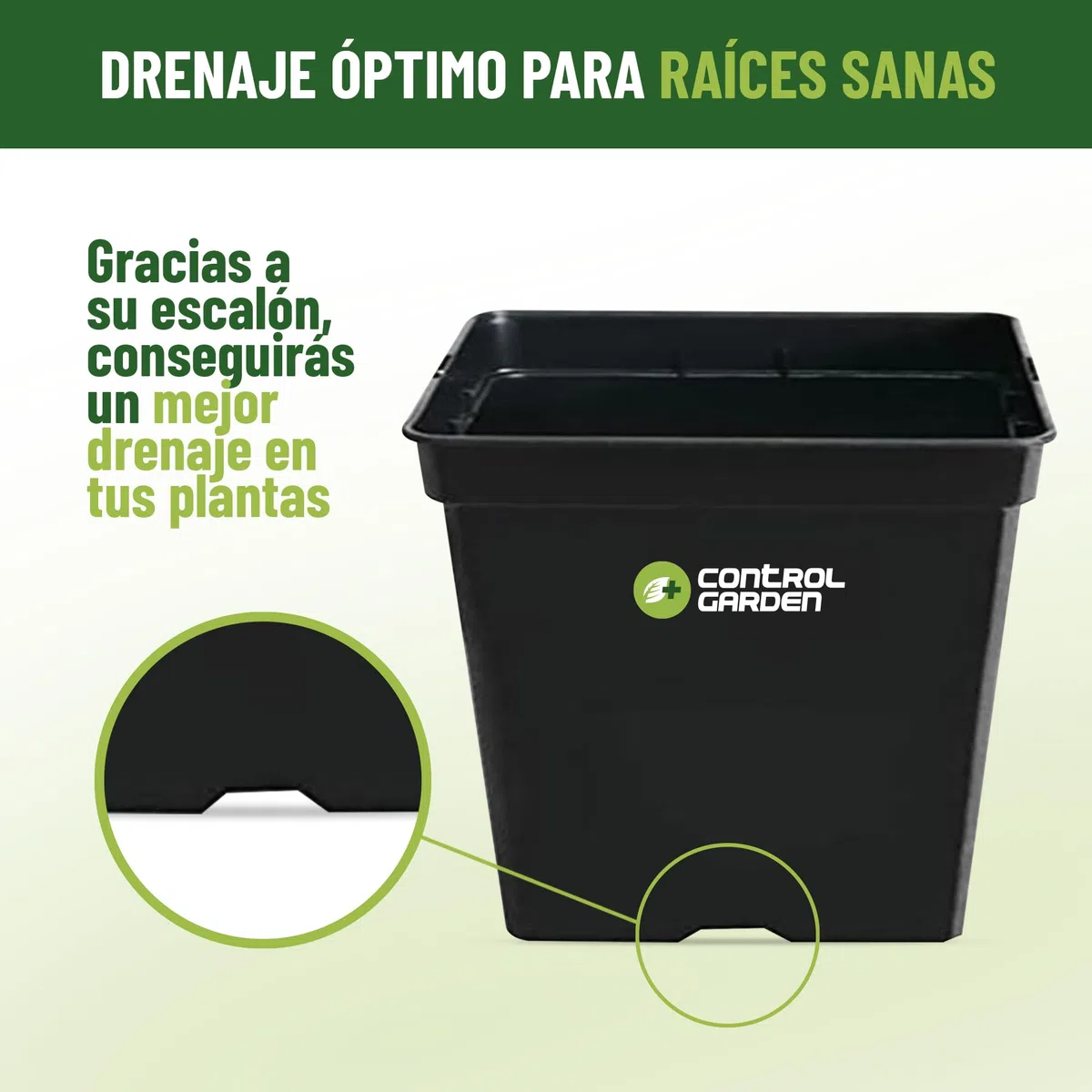 GROWMANIA Pack 5 Macetas Cuadradas para Plantas Negra 25L - Cinco Maceteros de Plástico para Flores 33x33x35 cm