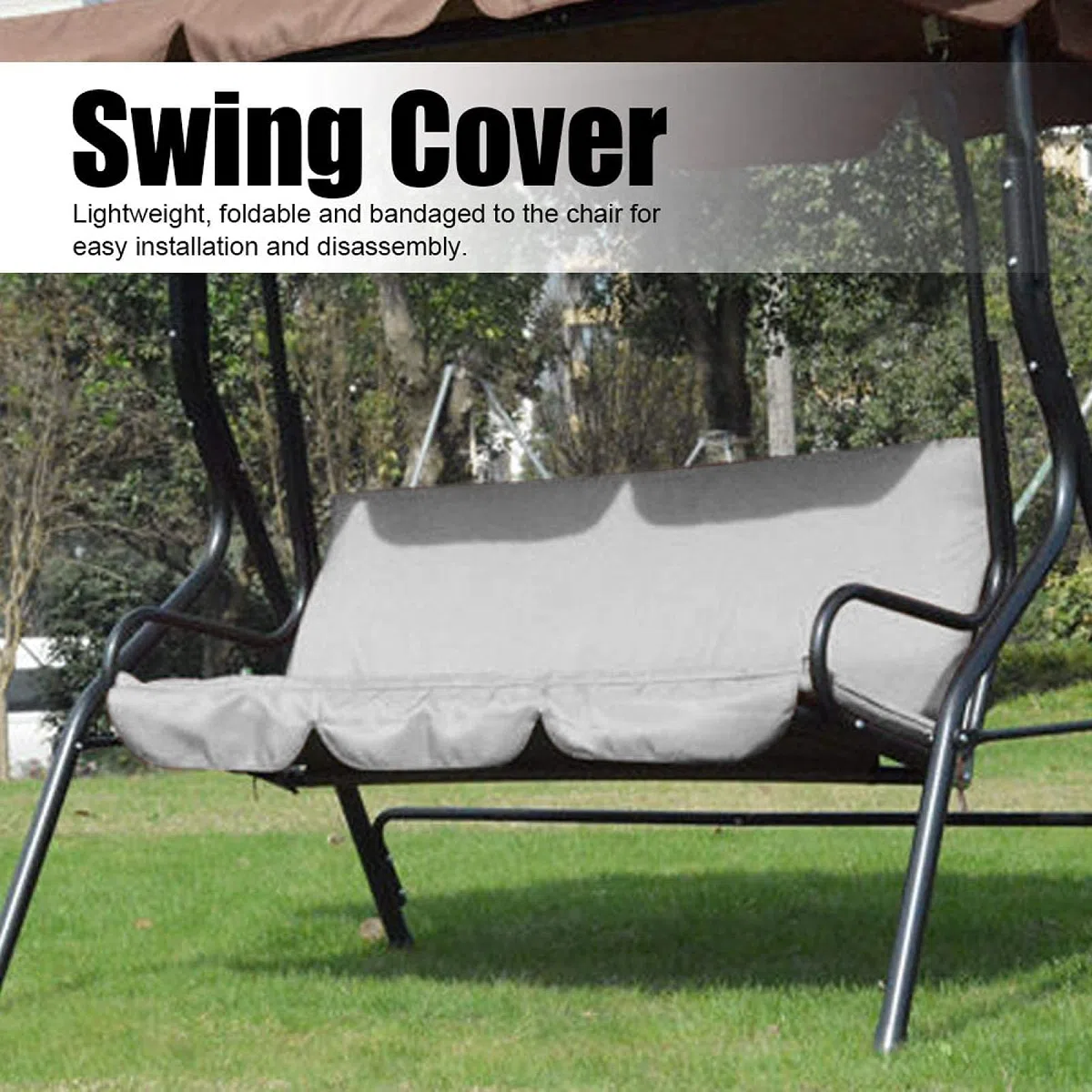 Omabeta Columpio al Aire Libre Silla de 3 Asientos Cojín Impermeable Reemplazo Funda de Asiento de Columpio Cubierta de protección para Silla de Columpio para Patio Exterior para Patio, jardín(Gris)