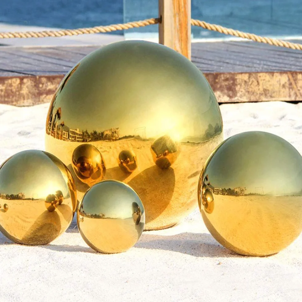 Bola de Acero Inoxidable, 6 Unidades de 50 a 150 mm, Bola Hueca Pulida con Espejo, Esfera Reflectante para jardín, Globo de observación preperforado para decoración de jardín del hogar
