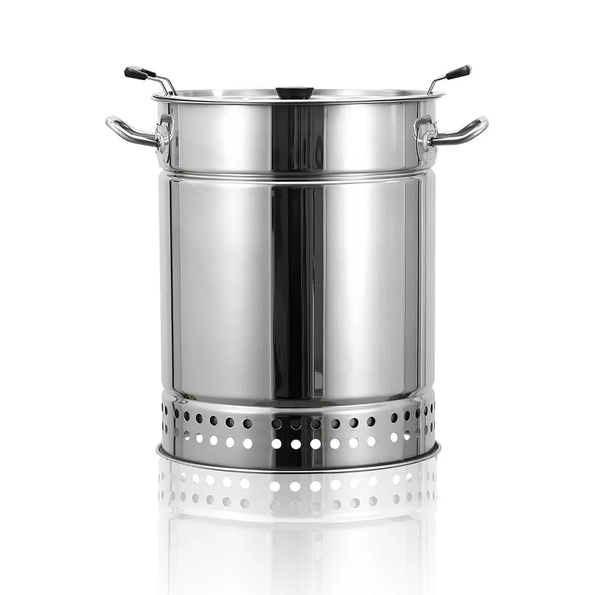 Parrilla para barbacoa interior sin humo, ahumador vertical portátil de carbón con estantes de acero inoxidable para acampar al aire libre y barbacoa de jardín