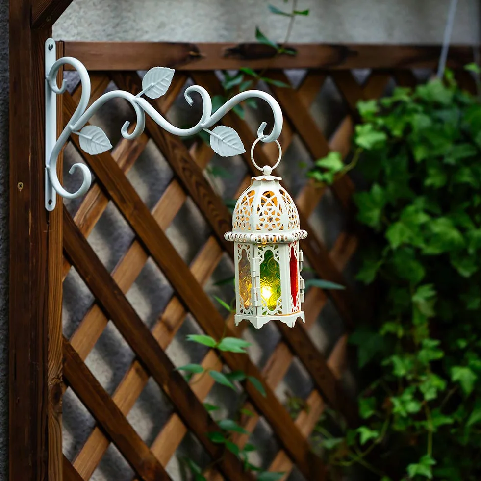 Soporte para Plantas para Colgar en la Pared, 2 Piezas Ganchos para Colgar Hierro Blanco Soportes ara la Pared 29.5cm Maceta Alimentador Pájaros Colgador Gancho Jardín Exterior Retro Tornillos Balcón