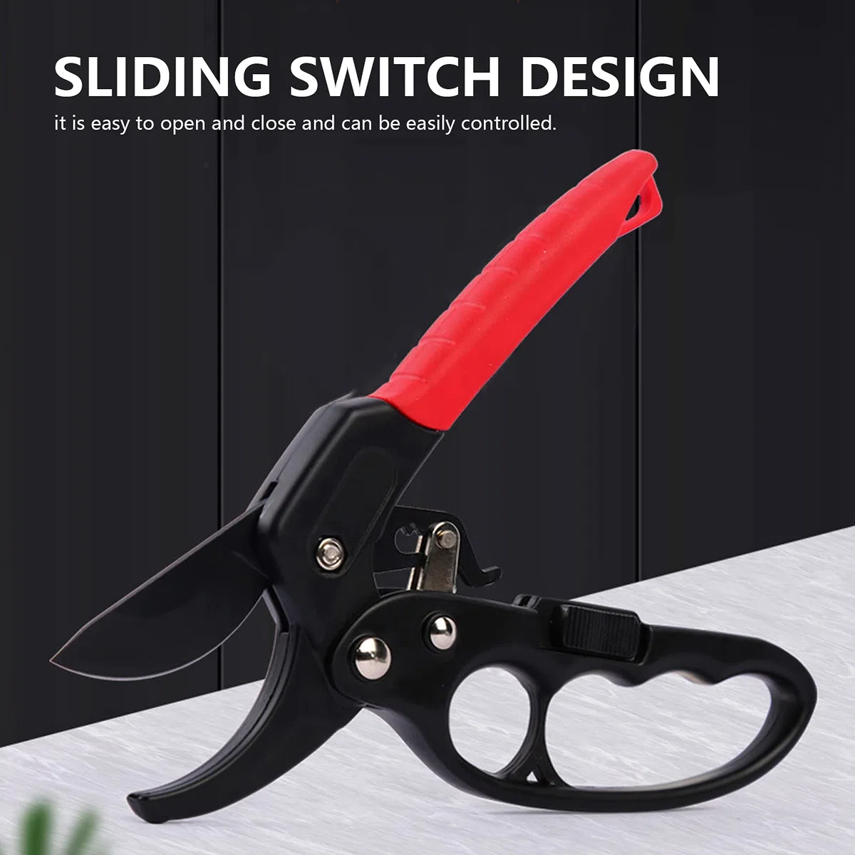 Qcwwy Tijeras de Podar para Jardinería, Tijeras de Podar con Trinquete Segmentadas, para Ramas, Cuchillas de Acero Inoxidable, Podadoras de Mano, Interruptor Deslizante para