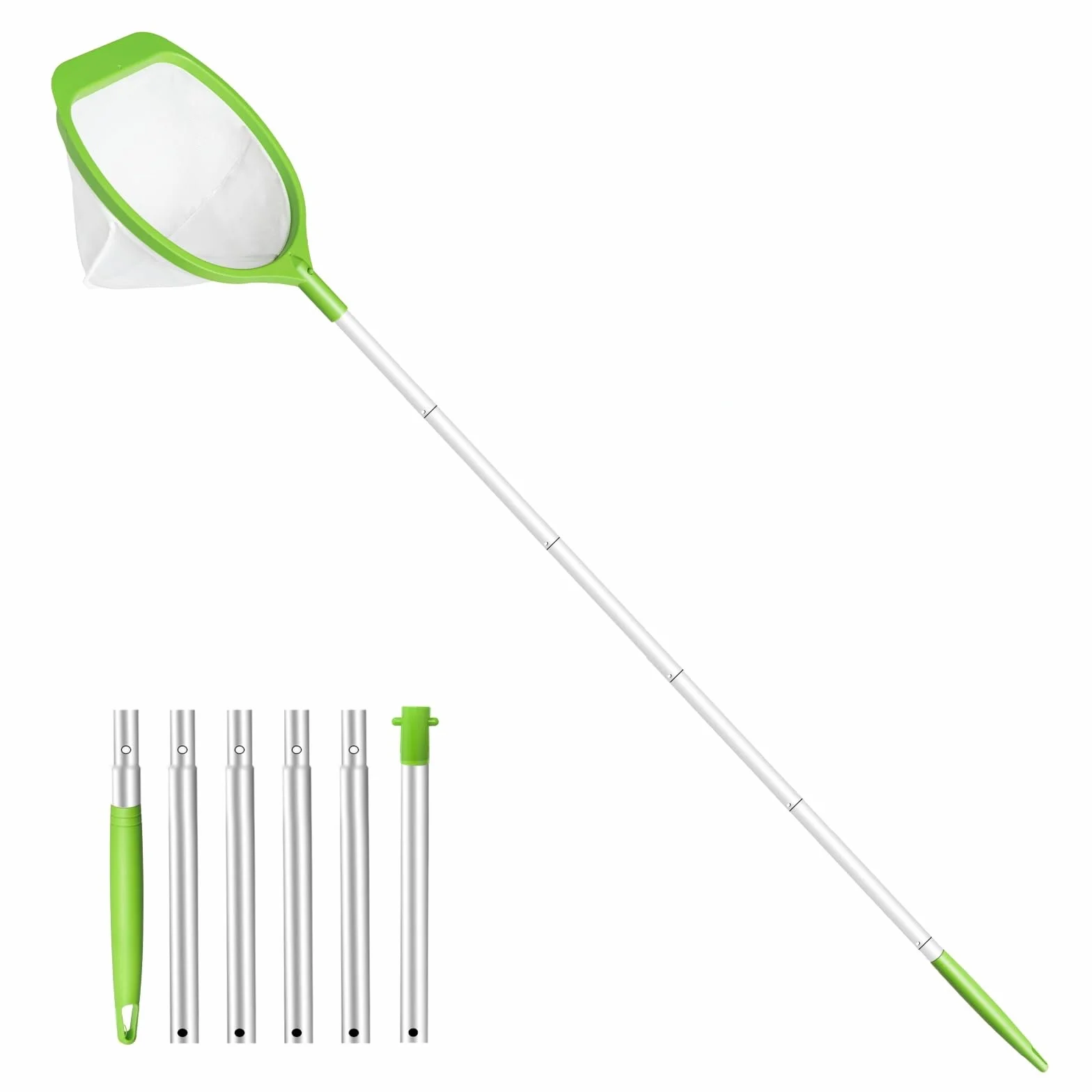 KGC Recogedor de Piscina con Mango Ajustable 69–143 cm – Malla Ultrafina para Piscinas, estanques, para jacuzzis, Jardines, para Bestway, Piscinas Infantiles y spas – Verde