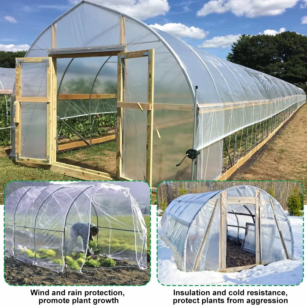 2 x 10m Lona Plastico para Invernadero,Espesar Polietileno de Efecto Plastico duro Transparente,Reutilizable Transparente Invernadero ,Resistente al Desgarro Plástico para Invernadero Huerto Jardín