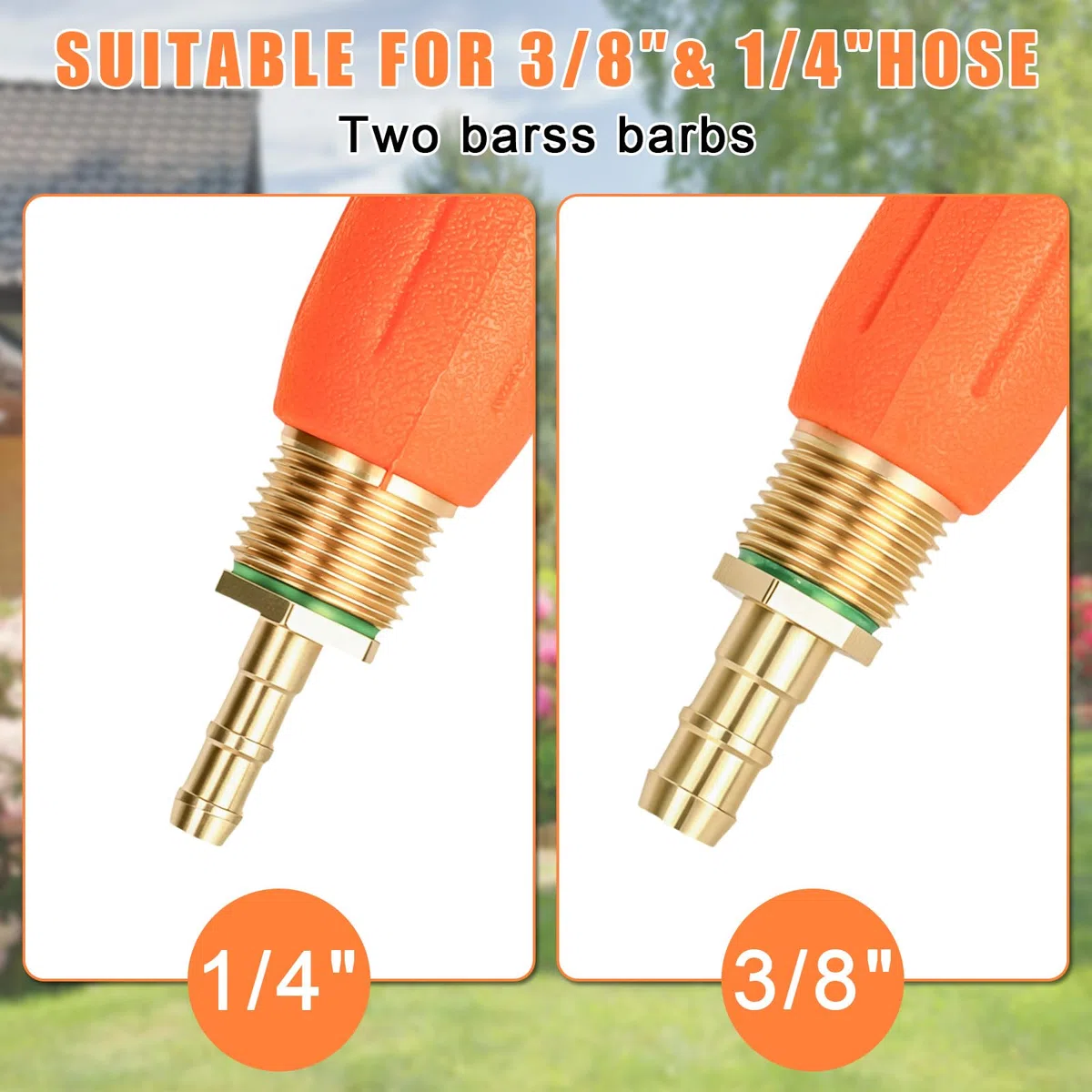 Varilla pulverizadora, 112 cm de metal para jardín, con boquilla ajustable, 3/8 pulgadas y 1/4 pulgadas de latón Barb universal, repuesto de alta presión, para jardines, huertos, lavado de coches