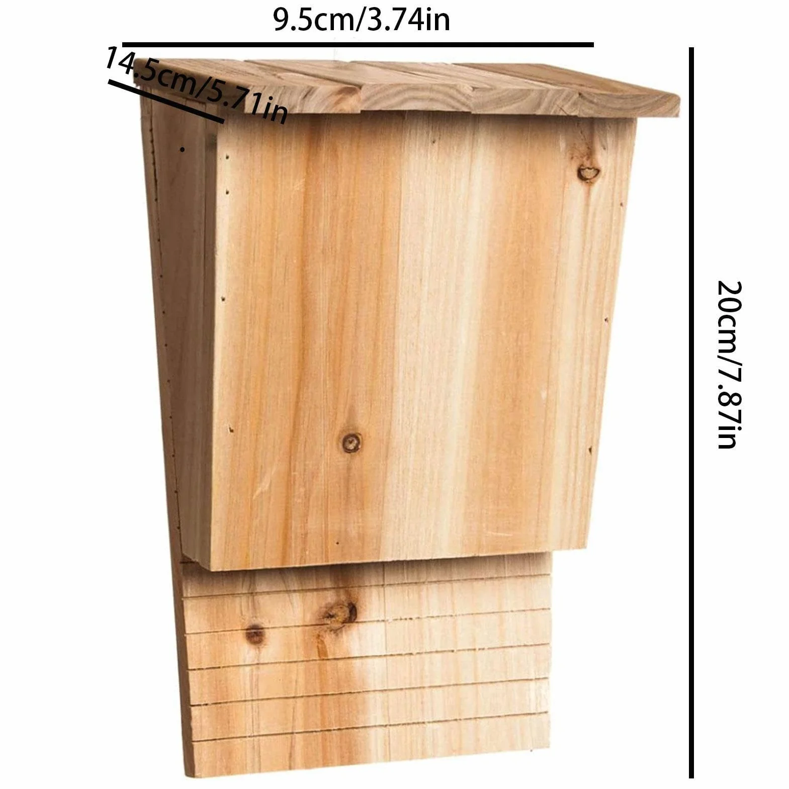 Casas para murciélagos de Madera para Uso en Exteriores | Caja de para murciélagos Hecha a Mano | Nicho para murciélagos de Madera Natural con Techo, atornillado y sin Tratar,