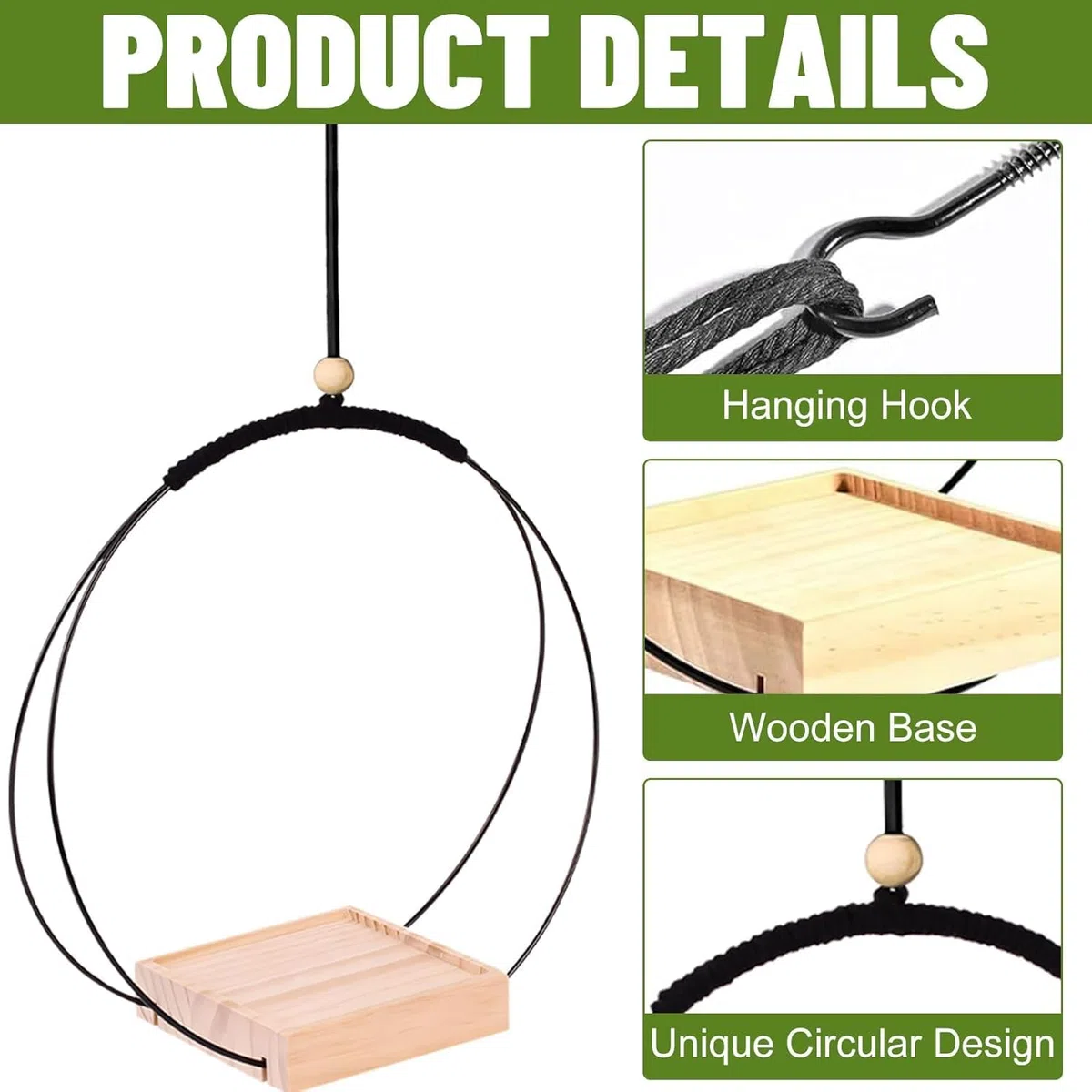 2 Macetas Colgantes de Macramé con Base de Madera Set de 2 Piezas, Colgadores Dorados para Plantas, Maceta Colgante para Interiores y Exteriores, Gancho Incluido