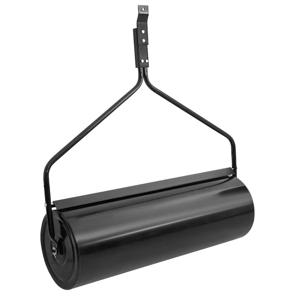 Rodillo de césped de jardín de hierro negro, 63 L, capacidad de 30 x 90 cm, con mango para compactar, presionar, alisar y nivelar semillas y césped en el jardín