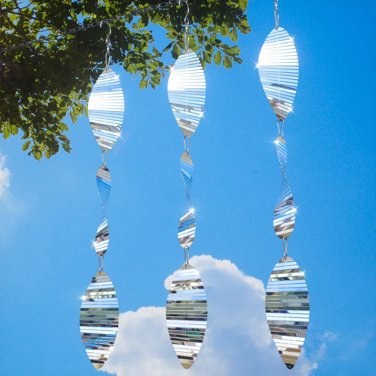 3D Ahuyentador de Pajaros, Varillas Reflectantes Repelentes de Pájaros, 360 Grados Espiral Reflectante ahuyentador de Palomas，para Espantar a Las Palomas Evitar Que Las Aves (Espina)