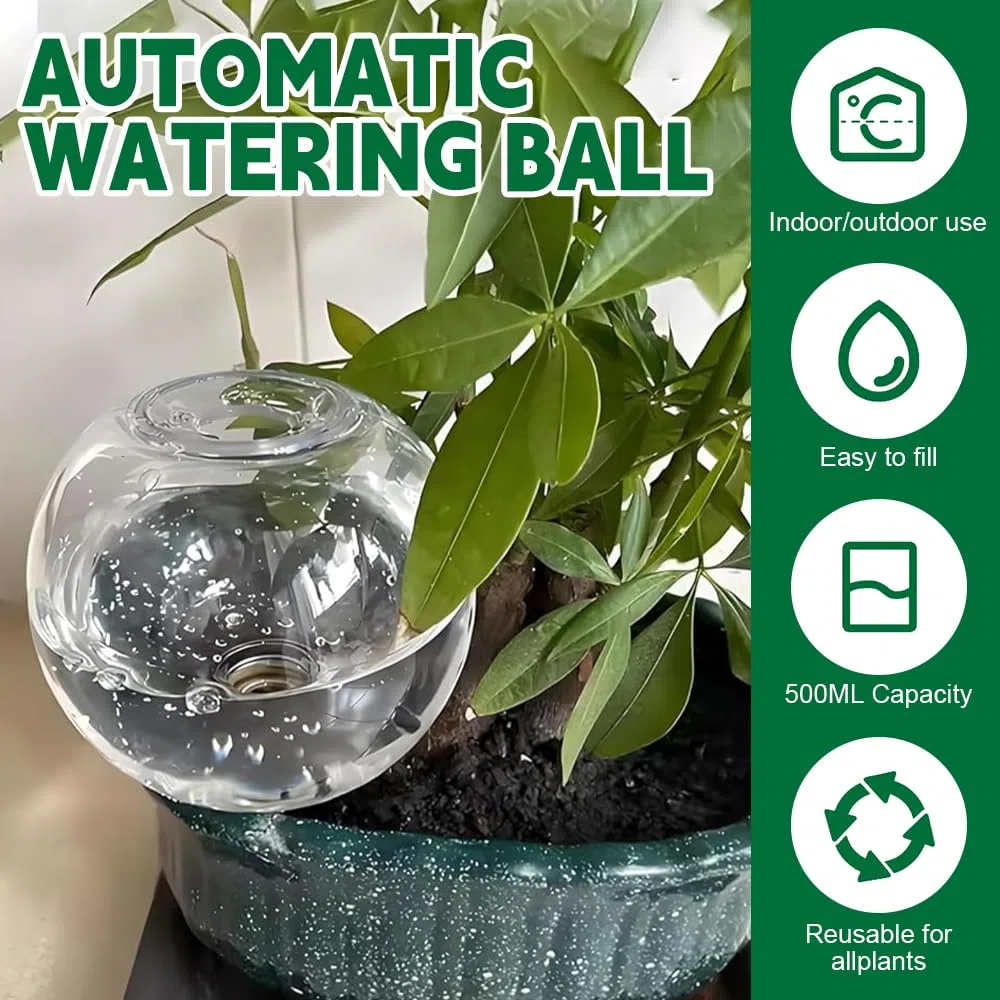 Globos De Riego De Plantas 500ml, 4 Pieza Autorriego Globos Bolas De Riego, Cebollas De Riego Transparentes, Bola De Goteros De Riego para Plantas De Interior, Balcón Jardín, Autoriego