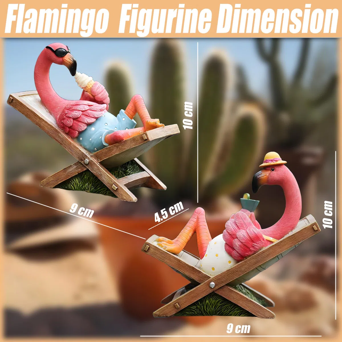 Muamax Estatuas de jardín de flamenco rosa, adornos de flamenco, pequeña estatua de flamenco, decoración de escritorio tropical, decoración de escritorio, adorno de arte de patio, regalos de