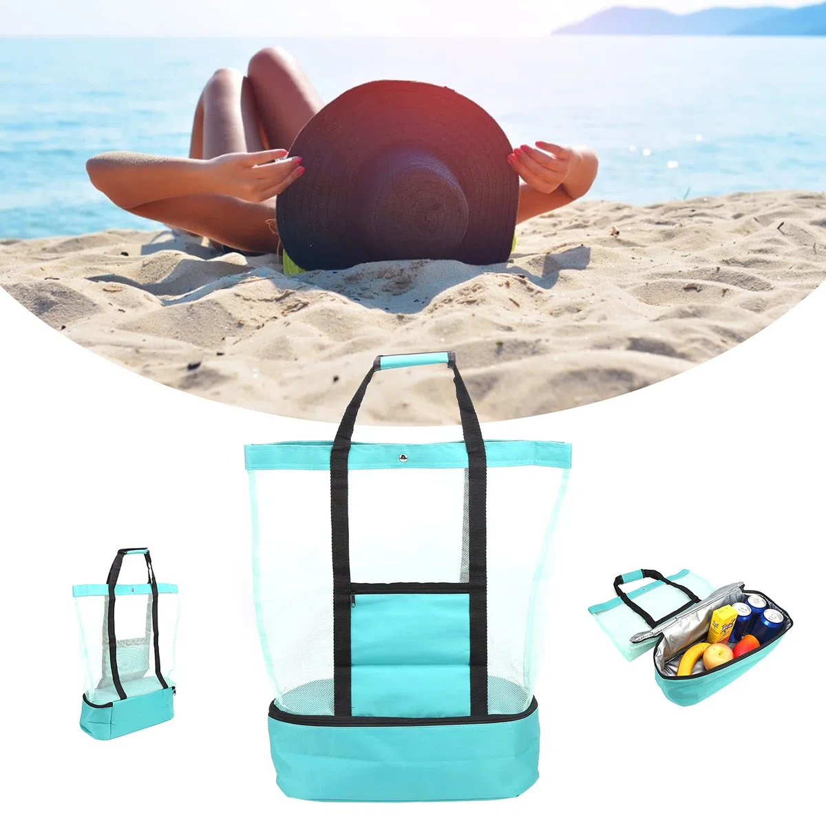 FECAMOS Bolsas de piscina y asas mejoradas, bolsas de playa y para playa, piscina al aire libre, gimnasio
