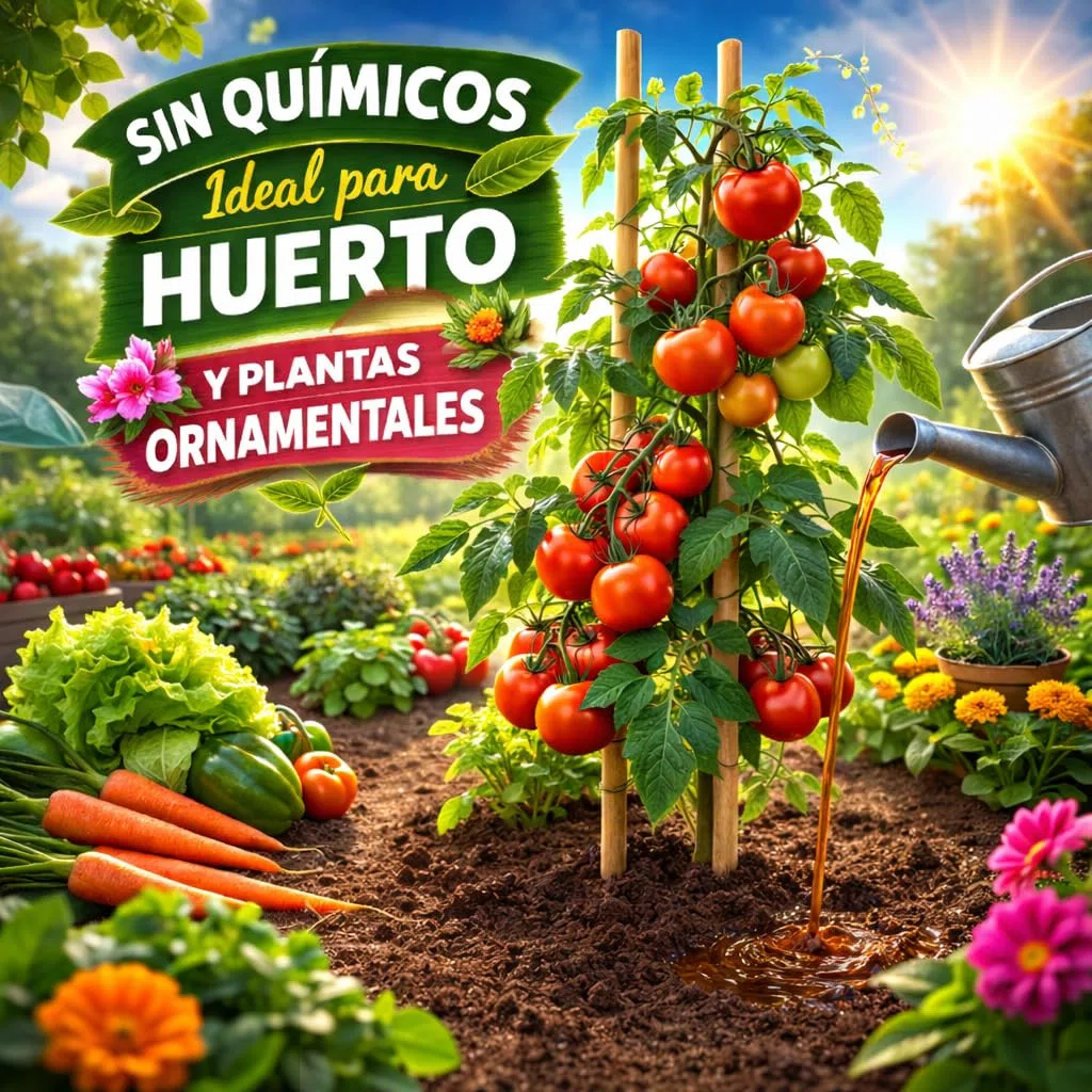 Fertigoo® Abono Huerto Líquido con Extra de Potasio 2L Orgánico 100% | Ideal para Crecimiento, Floración, Engorde de Hortalizas y Fructificación de Árboles
