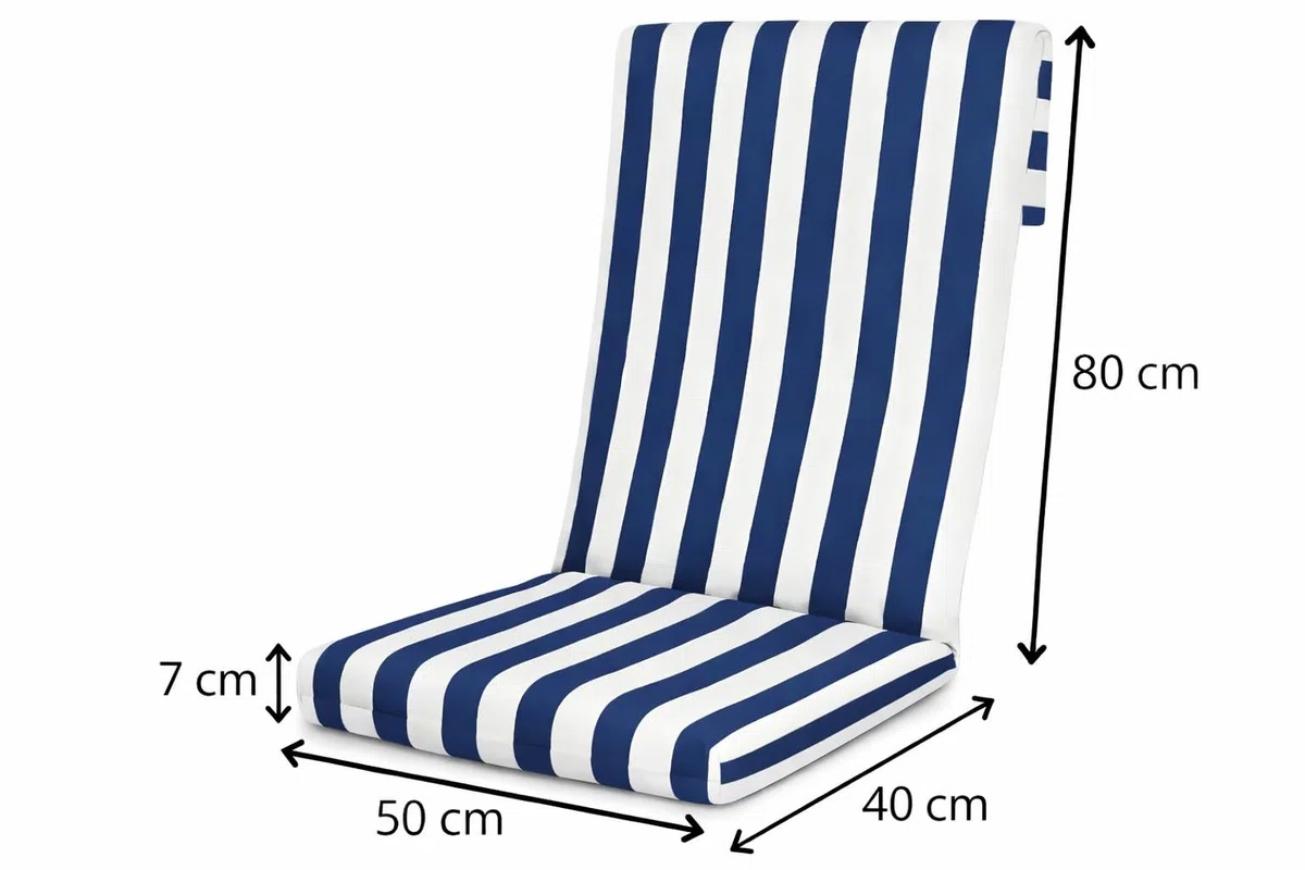 MORE FREE-Cojín Tumbona Colchón Tumbona Acolchada Classic Texturas Colchóneta para Tumbona Exterior Funda de Loneta con Cremallera Lavable Cojín Acolchado de Fibra (Azul, Pack 1 【120x50x7cm】)