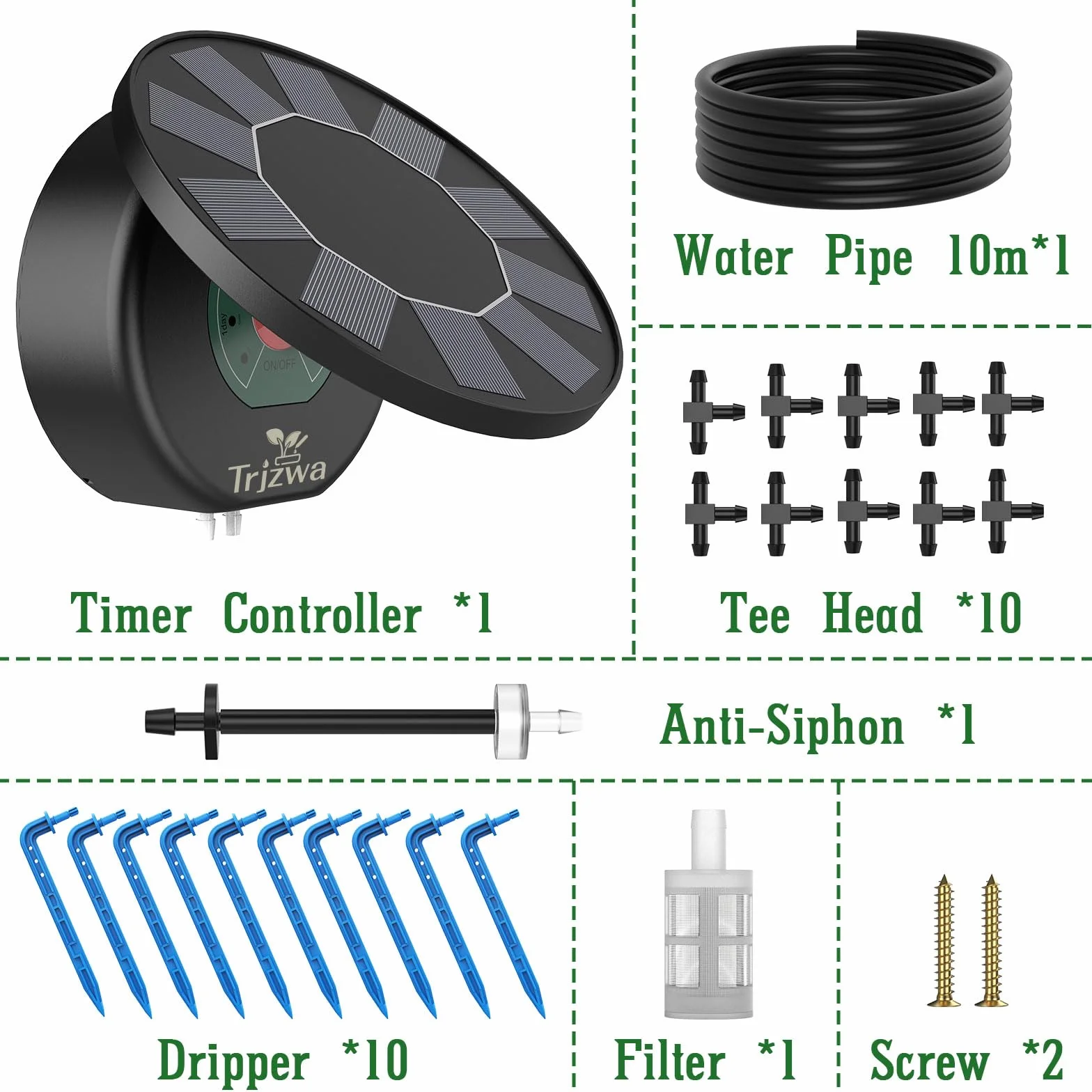 Sistema de Riego Solar para Jardín,Riego por Goteo Automatico Kit Solar con 9 Programas de Riego Manguera de 10 m para Jardín/Plantas de Balcón/Plantas en Macetas al Aire Libre