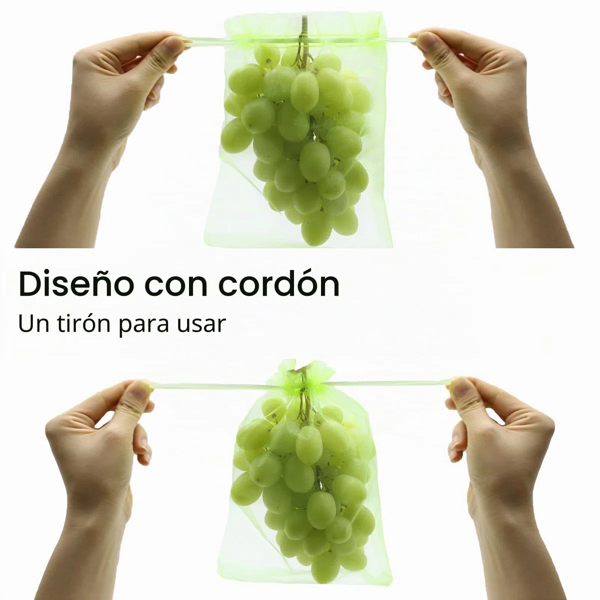 100 Piezas Bolsas Protectoras para Uvas, 20 x 30 cm Bolsa de Protección de Frutas, Bolsa de Organza con Cordón, para Proteger contra Pájaros, Avispas y Otros Insectos (Verde Claro)