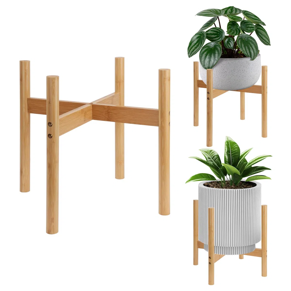 Soporte moderno para plantas de interior de estilo de mediados de siglo, de madera, para hogar, oficina, jardín, patio, restaurante o cafetería