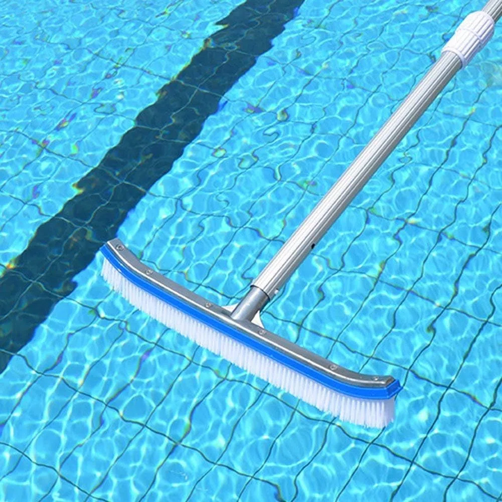 Cepillo Piscina de Aluminio 46 cm – Cabezal Cepillo Limpieza Profesional para Paredes, Suelos y Baldosas, Cerdas Resistentes, Compatible con Pértigas Estándar, Alta Eficiencia