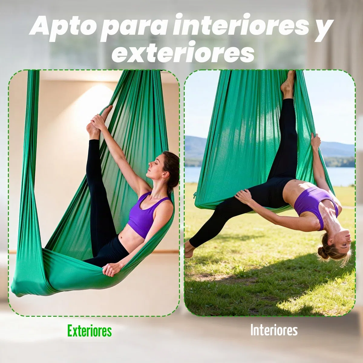 150 x 280 cm Hamaca con Accesorios de Instalación, Hamacas Colgantes Nailon Sin Costuras, Hamaca para Acampar, Viajar, Jardín, 200 kg, Capacidad de Carga (Verde)