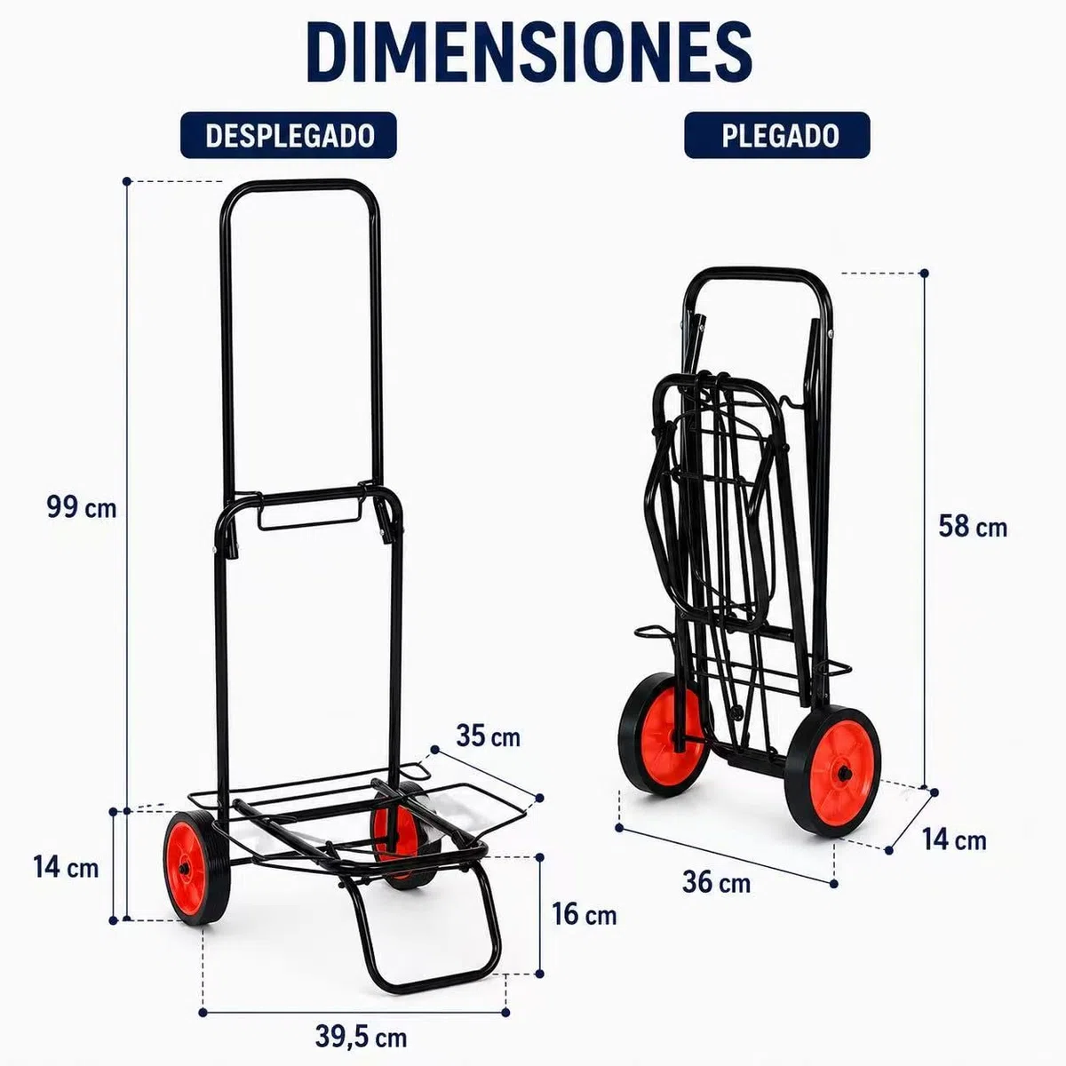 Carro Playa Plegable con Ruedas, Carrito Playa Portatodo para Nevera, Sillas y Equipaje, Resistente y Fácil de Transportar, Ideal para Playa, Camping, Compras y Viajes (Grande)
