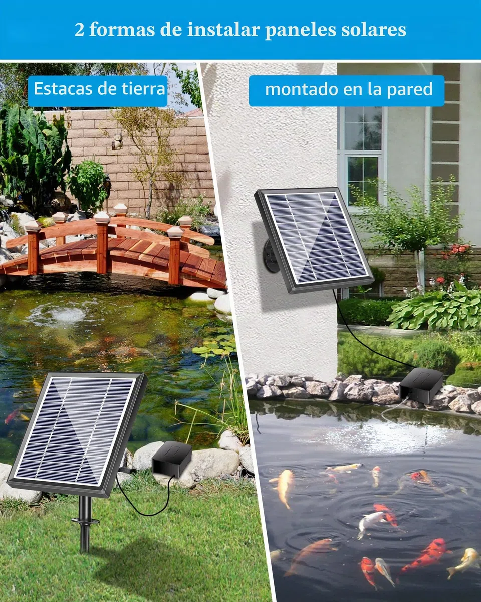 Biling Bomba Solar para Estanque, Aireador Solar para Estanque 2.5W con Batería de 2200 mAh, Aireador Acuario Solar con Tubo de Oxígeno para la circulación del Agua en el jardín
