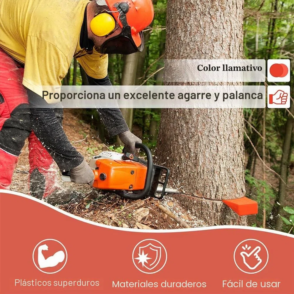 Cuñas para Talar árboles,6 Piezas Cuñas de Tala de Plástico,Cuñas de Troncos para Motosierra,Cuña de Arbol Plástico,Cuñas de Corte de Motosierra,Cuña para Madera,Porta Cuñas para Tala de Arboles