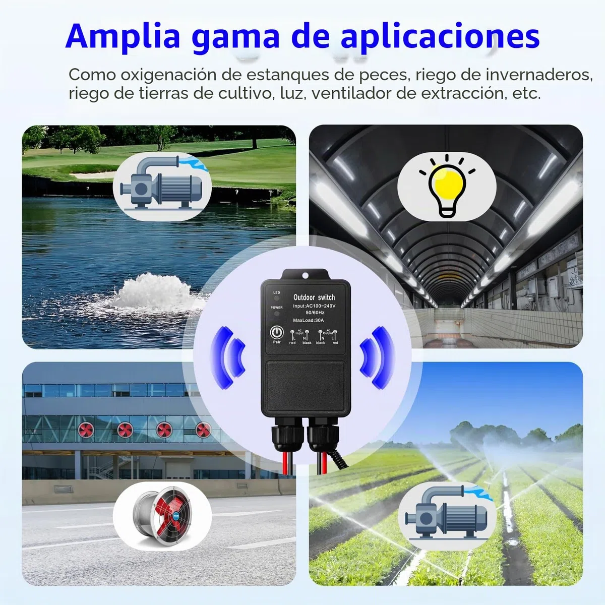 DieseRC Control remoto inalámbrico impermeable Interruptor de radio control AC 240V/220V 30A Relé Receptor para Wet Location Outdoor Yard Area Luz Bomba de agua Granja riego techo Jardín Calle Garaje