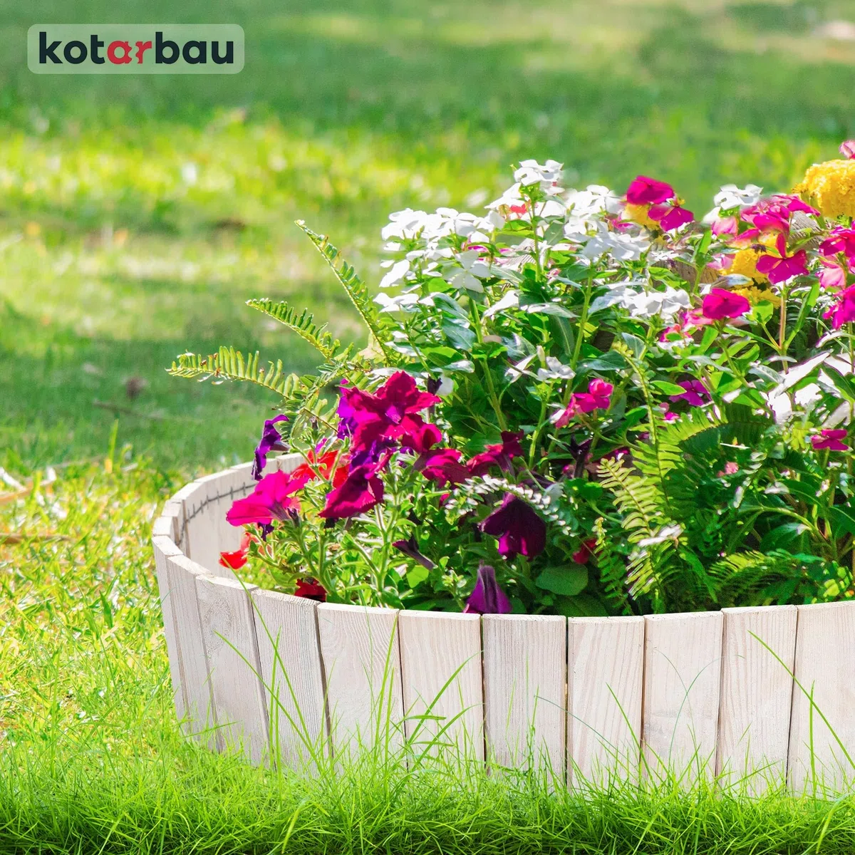 KOTARBAU® Bordura Madera - Valla Baja para Jardin - 110 x 10 cm - Bordura de Jardín - Blanco - Vallas de Madera
