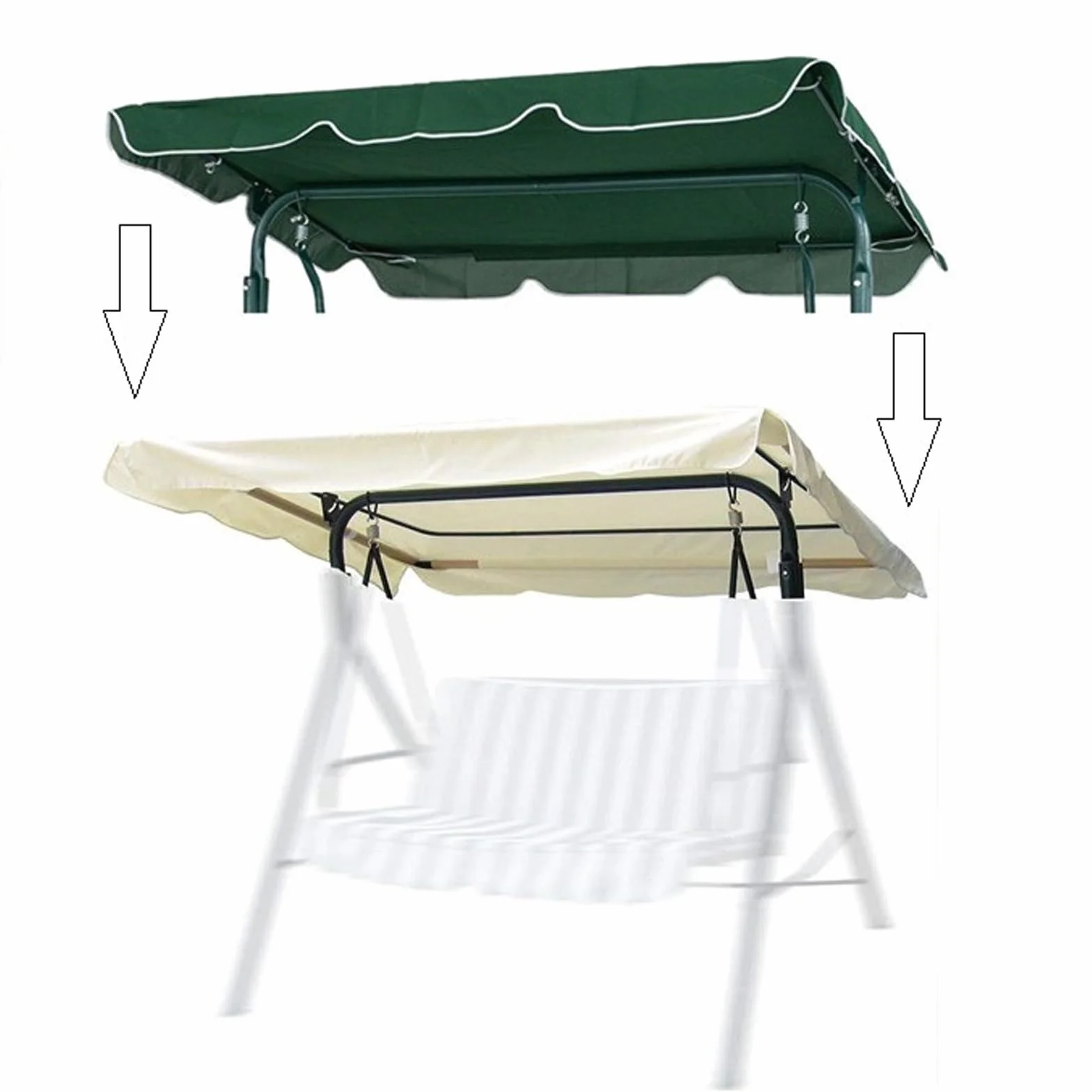 Toldo de Repuesto para Silla Columpio, protección UV, Prueba de Lluvia Polvo y toldo para Funda de Repuesto (2,164 * 114 * 15 CM)