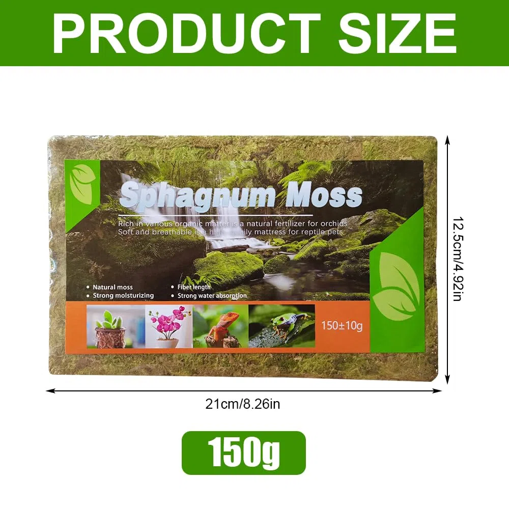 Musgo Sphagnum, 2 x 150 g Musgo para Orquideas, Musgo Natural Sphagnum Moss, Sustrato Orquideas Sustrato Bonsai para Orquídeas, Plantas, Enraizamiento de Esquejes, Reptiles