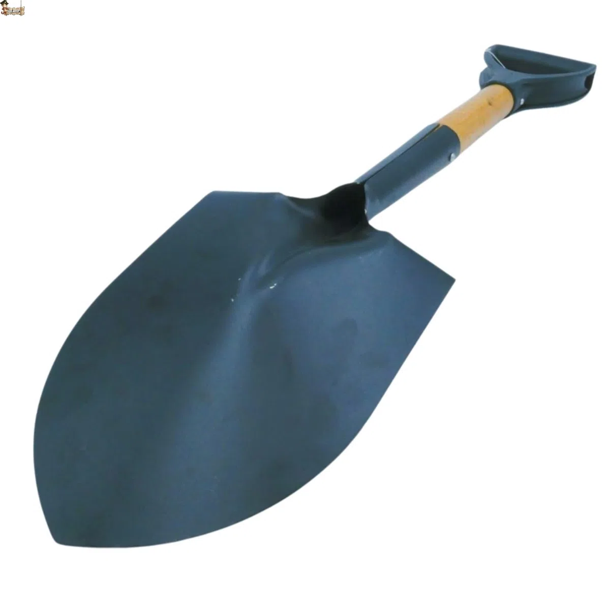 BricoLoco.com Pala pequeña y portátil para jardinería, Nieve, Obra pequeña, jardín. Pala Metal tratada térmicamente, Mango Madera, Agarre Antideslizante. 68x15,5 cms. para Llevar en el Coche