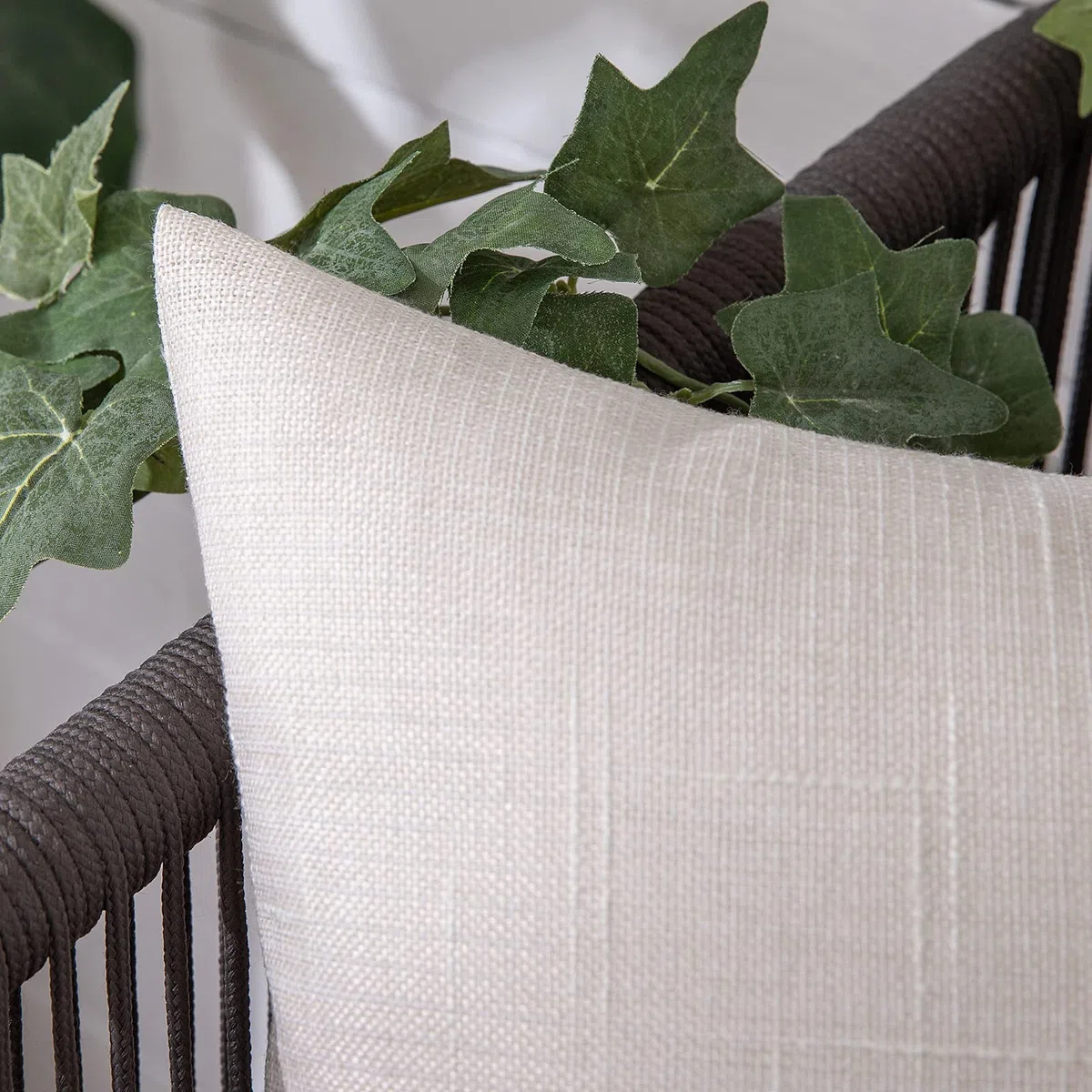MIULEE - Funda de cojín Impermeable al Aire Libre de Lino, Funda de Almohada Estilo Europeo para jardín, balcón Suave, Simple, Rectangular, 30 x 50 cm, Leche Blanca