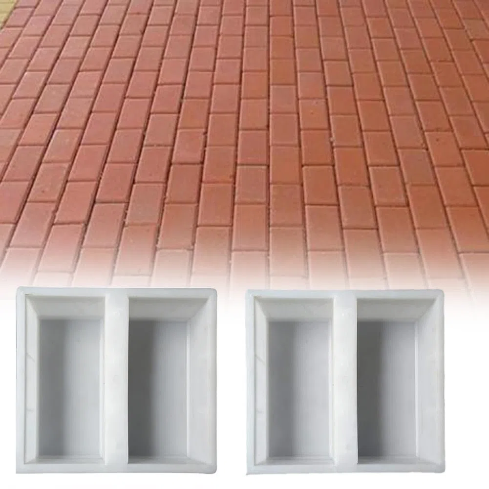 Juego de 2 plantillas de ladrillo para pavimento de hormigón, molde portátil para pasillo de hormigón, para jardín, patio