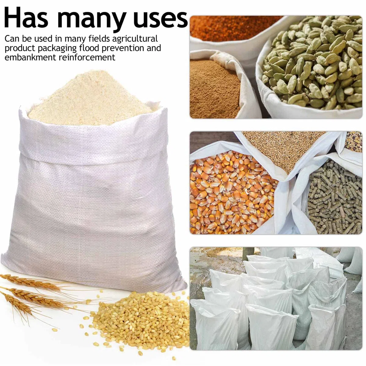 Sacos Escombros,Sacos para Escombros,15 Piezas Saco Tierra Jardin Blanco,Bolsas Multiusos de Polipropileno 102 x 60 cm para Transportar Cereales,Verduras,Arena,Escombros