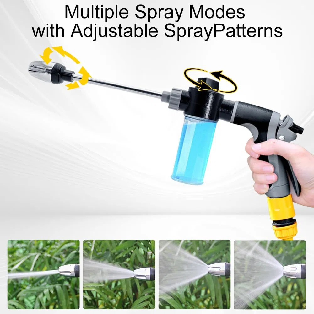 Limpiador de Alta Presión, Pistola de Agua a Presión con Modo de Agua Ajustable, Ducha para Manguera de Jardín Ideal para Lavado de Coches, Riego de Jardín, Terraza y Ducha para Mascotas Adaptador