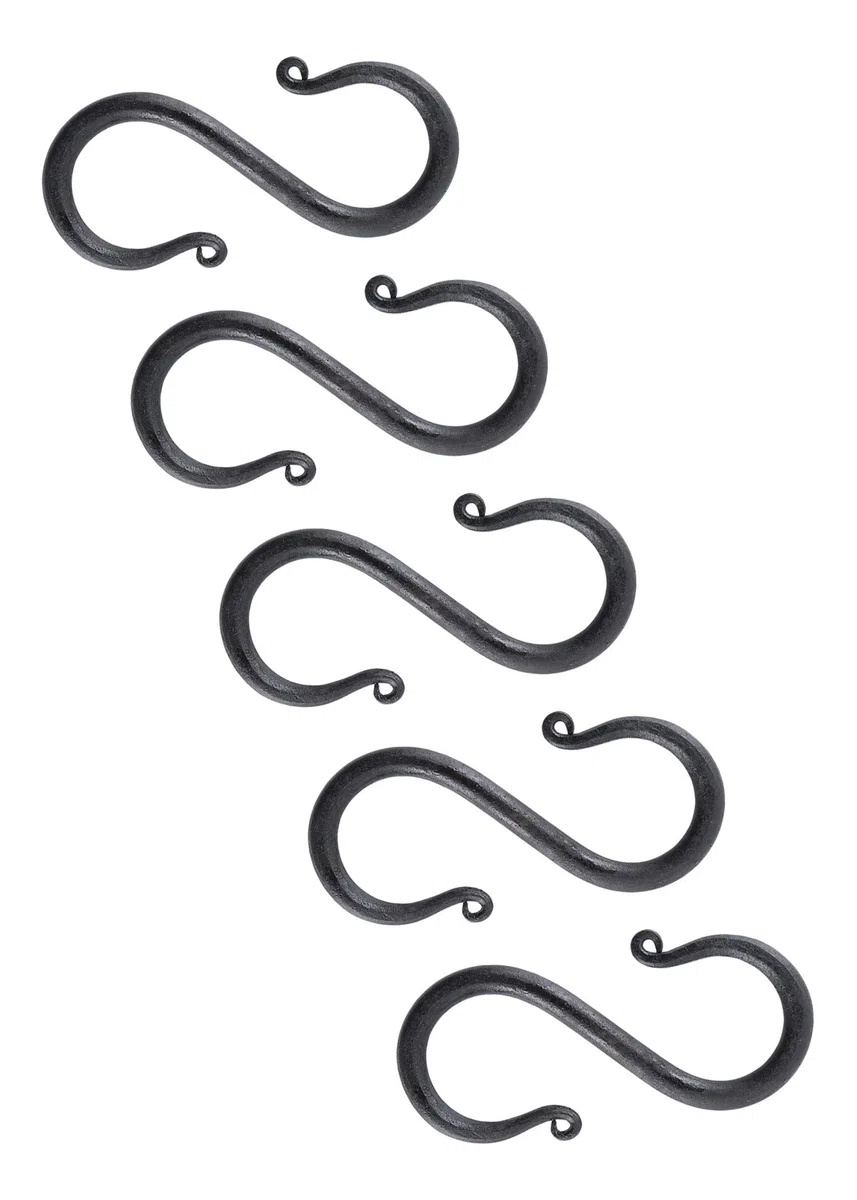 S-ganchos de acero forjado de hierro, (5 pcs) tamaño pequeño de la batalla de-merchant - medieval de Vikingo