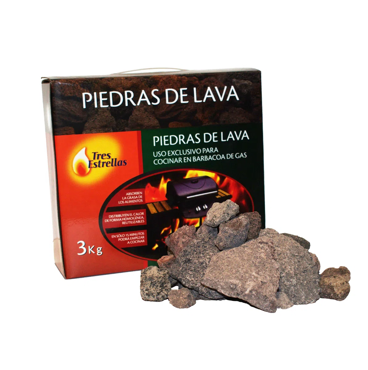 Piedras Volcánicas para Barbacoa, 3 kg | Rocas de Lava Perfectas para Cocinar en Parrilla Eléctrica