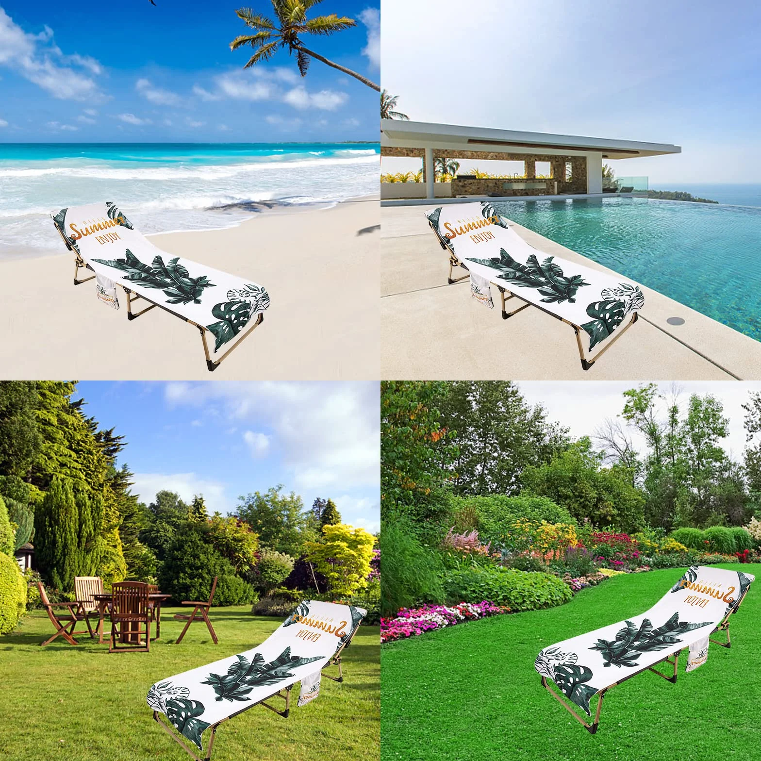 Fundas Tumbona con Bolsillo,Toalla de Playa de Secado rápido para Silla de Playa/Colchoneta Tumbona Jardin,Funda Protectora para Cojines Tumbonas,Microfibra Cubierta para Silla de Piscina