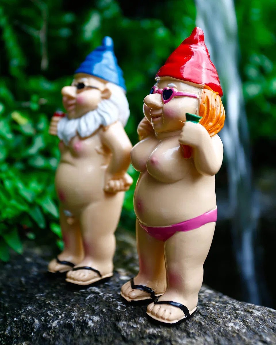 Gnomos de Jardín Divertidos, 2 Unidades, Adornos al Aire Libre, Estatua de Gnomo Travieso, Regalos Groseros