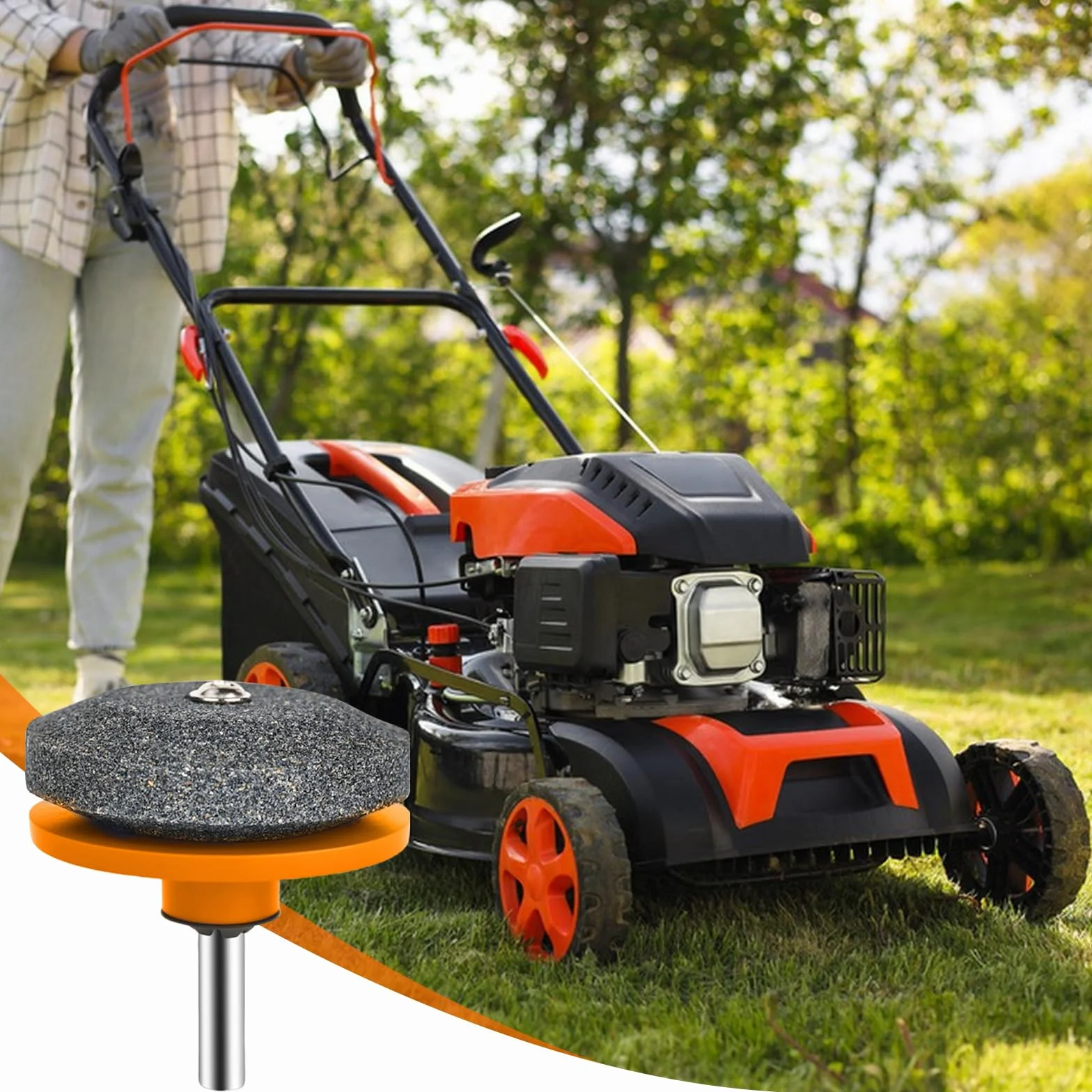 Juego de 7 afiladores para cortacésped, afilador de cuchillos, afilador con nivelador de cuchillas y guante, afilador de herramientas de jardín para cualquier taladro eléctrico de mano y herramientas