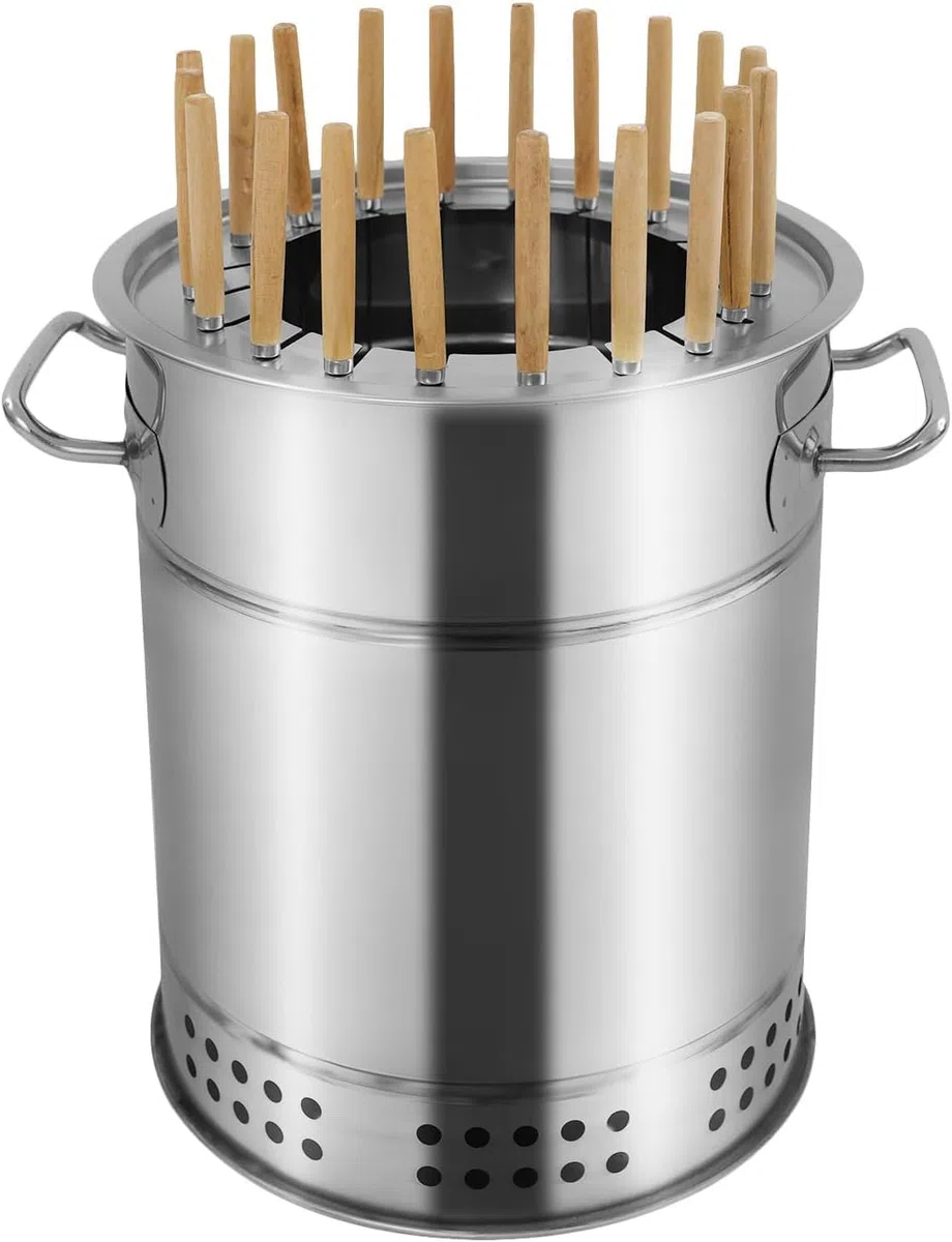 Ahumador vertical portátil de carbón – Barbacoa sin humo para acampar en interiores y exteriores, compacto, 30 x 34 cm, ideal para reuniones familiares y fiestas de portón trasero