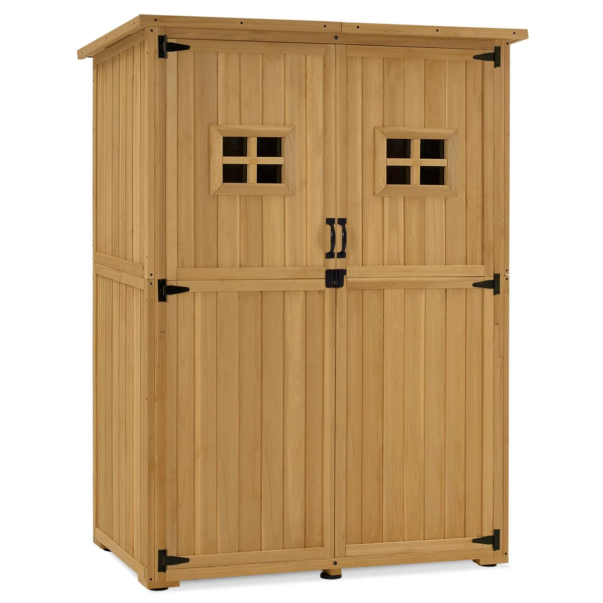 M MCombo Armario de jardín de Madera pequeño, Resistente a la Intemperie, para Exteriores, balcón, terraza, 127 x 59 x 168 cm, 0912 (Natural)