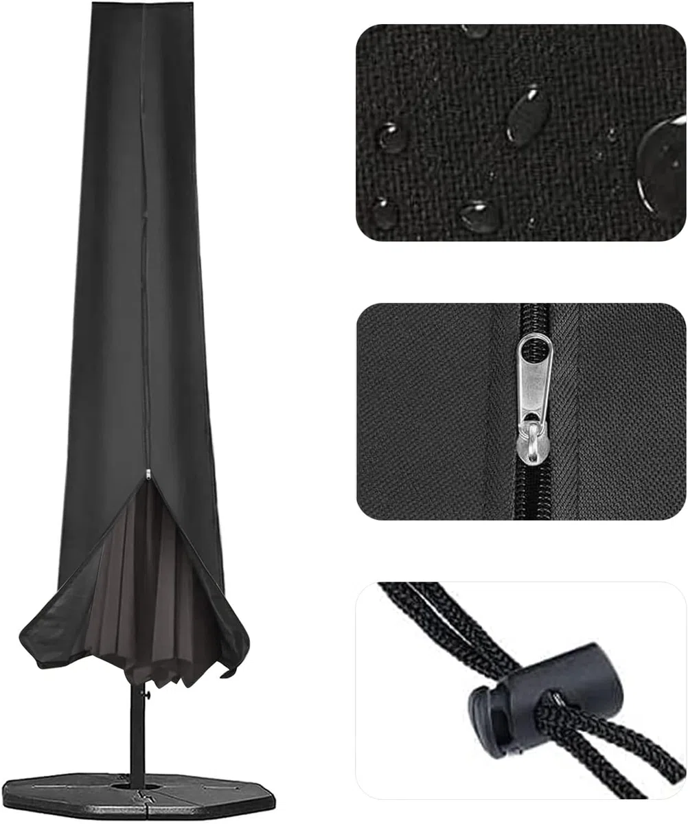 Funda para Parasol, Funda Sombrilla Jardin, 600D, Impermeable, Antipolvo, Resistente a los Rayos UV, 190x25x50cm, Negro