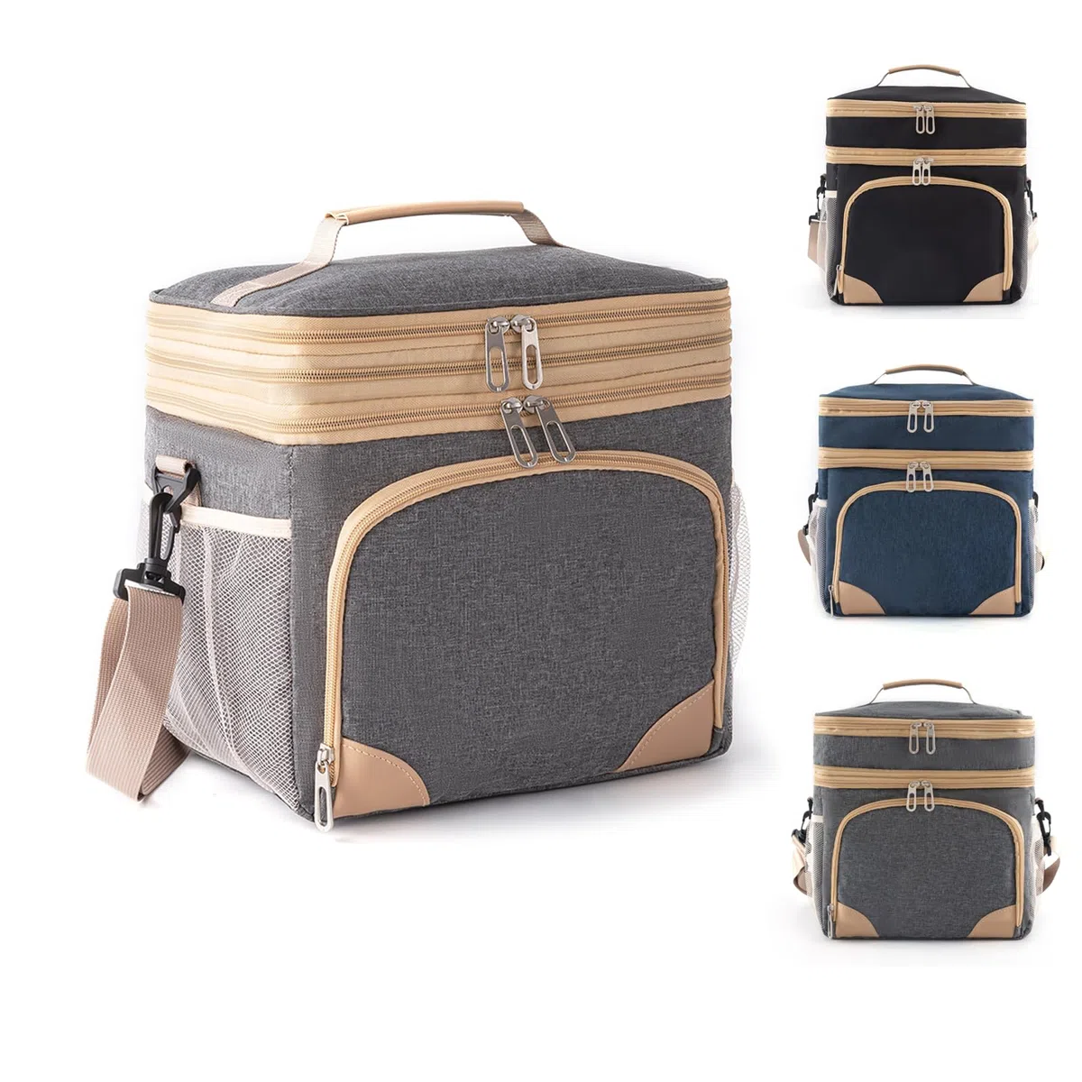 Bolsa térmica, Bolsa de picnic de 15L, Bolsa de almuerzo, Bolsa térmica para transportar alimentos (Gris, 15L)
