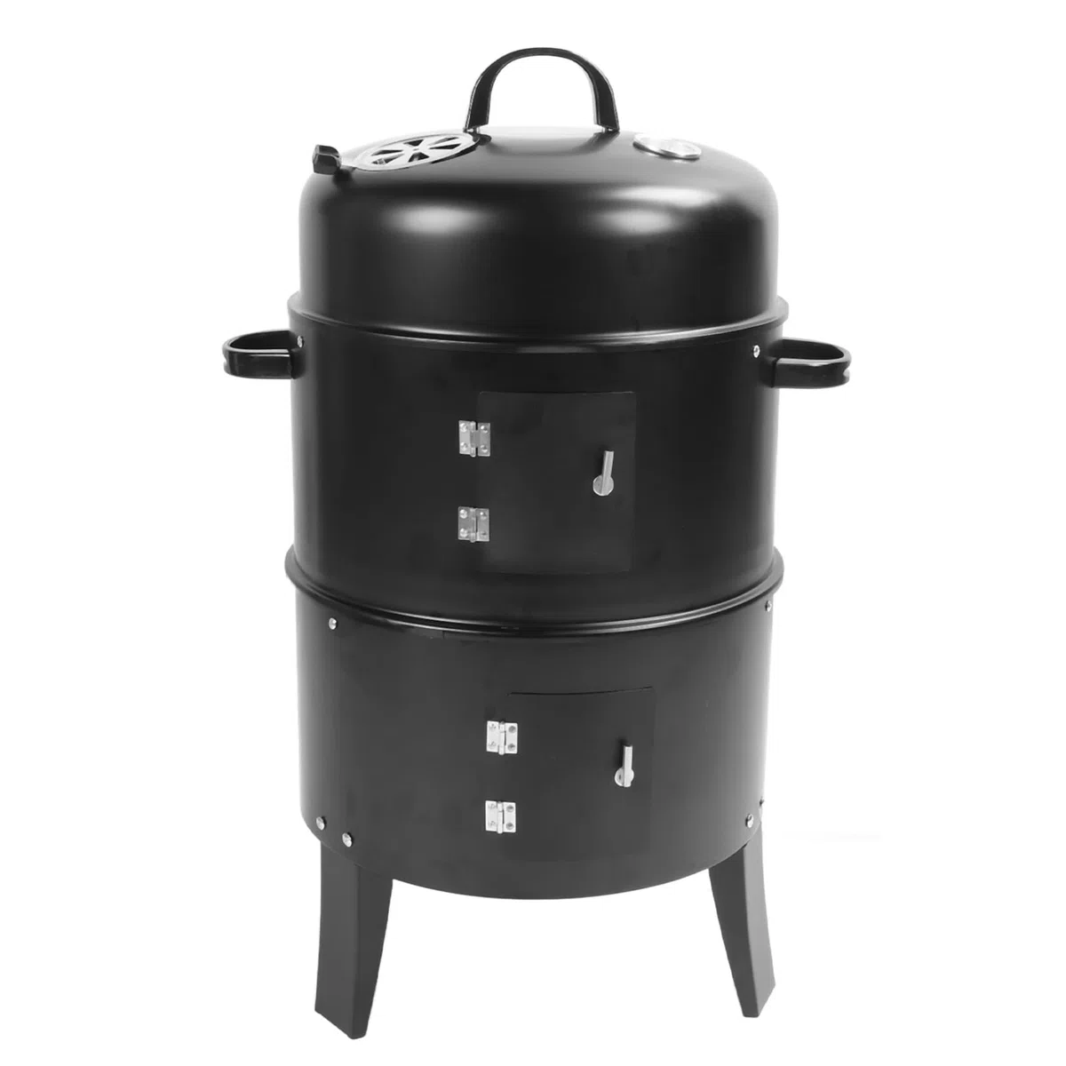 Ahumador de Carbón Vertical, Hierro Laminado en Frío, Ahumador de Barbacoa Multicapa 3 en 1 con Rejillas de Ventilación Ajustables y Termómetro para Cocinar Al Aire Libre y Acampar