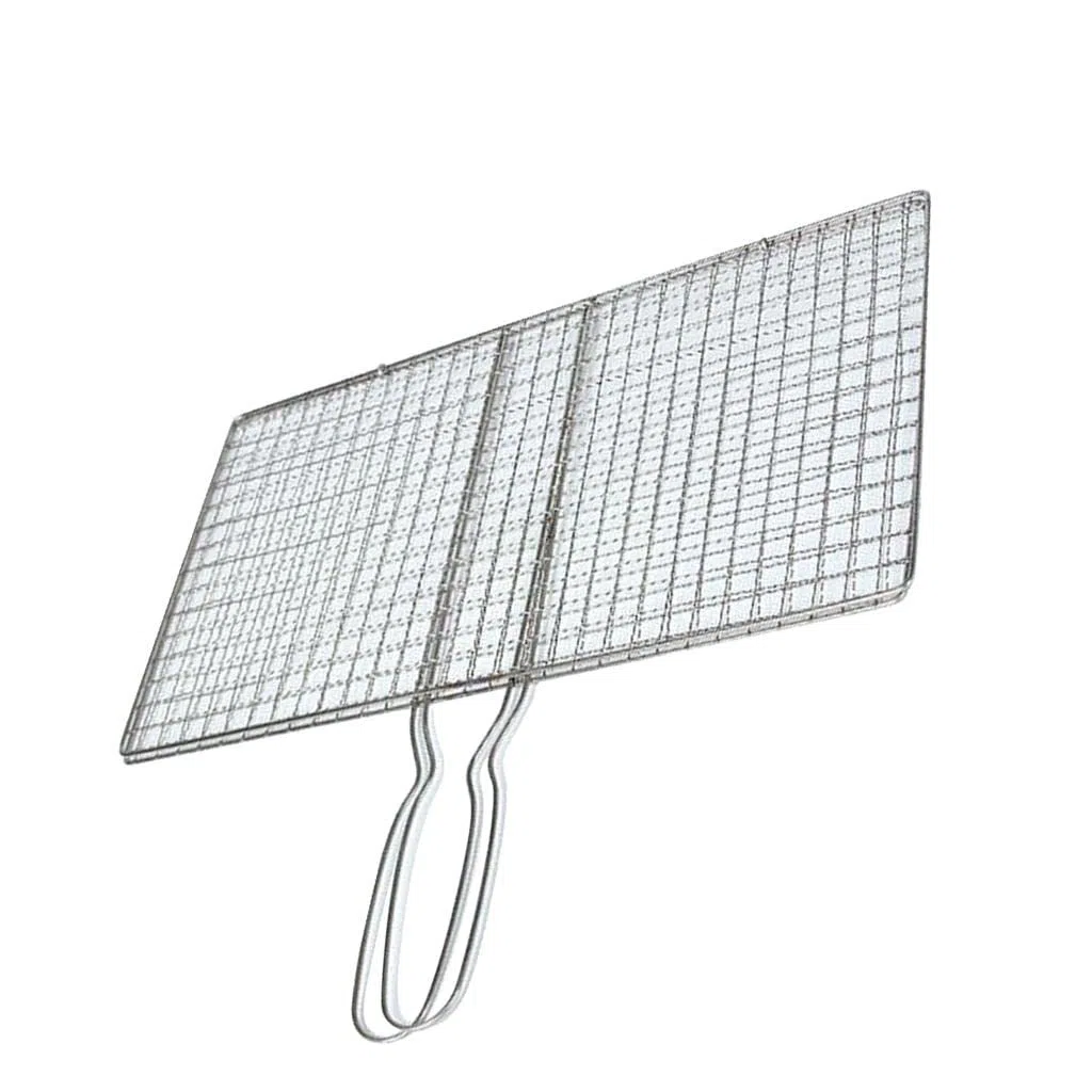 KESOTO Barbacoa Portátil de Acero Inoxidable para Barbacoa, Cesta para Asar, Red para Cocinar Pescado/Carne, 19 x 35 cm